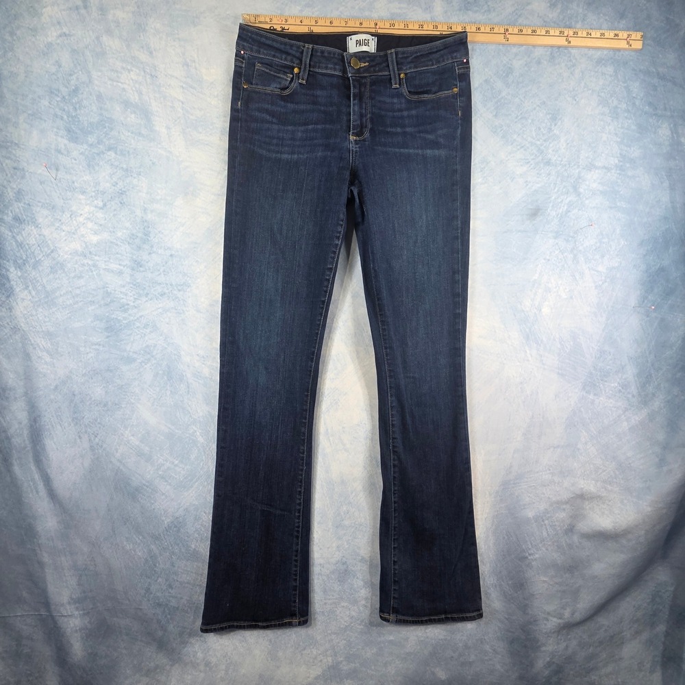 PAIGE Manhattan Bootcut Jeans Womens 30 Dark Wash Stretch Denim Blue 3059